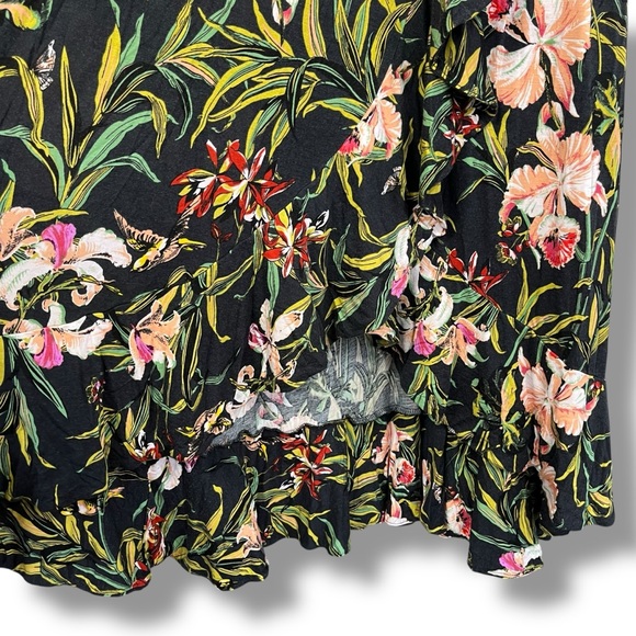 Anthropologie Maeve Gabriela Ruffled Black Floral Maxi Sweetheart Neck Dress S - Picture 6 of 12